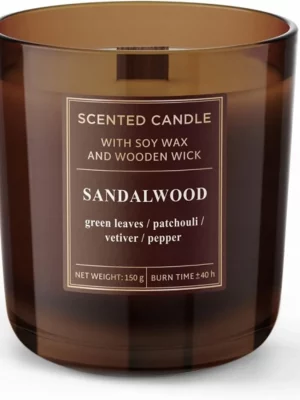 Candle Sojowa świeca z drewnianym knotem - SANDALWOOD