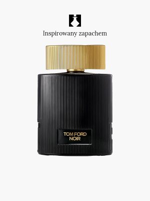 Czarny, prążkowany flakon perfum z dużą złotą nakrętką i etykietą z napisem 918 na jasnym tle. Nad flakonem znajduje się napis Inspirowany zapachem.
