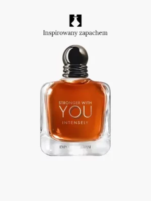 Flakon perfum Insity 310 z bursztynowym płynem w środku, przedstawiony na białym tle. Polski tekst powyżej brzmi Inspirowany zapachem.